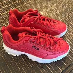 Red brand new fila tennis shoes